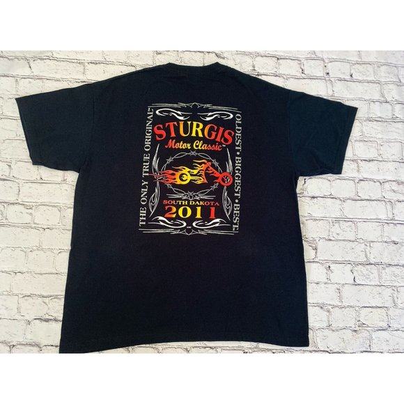 Sturgis Motor Classic South Dakota 2011 Navy Blue T Shirt Men's L Oldest Biggest - Picture 9 of 10